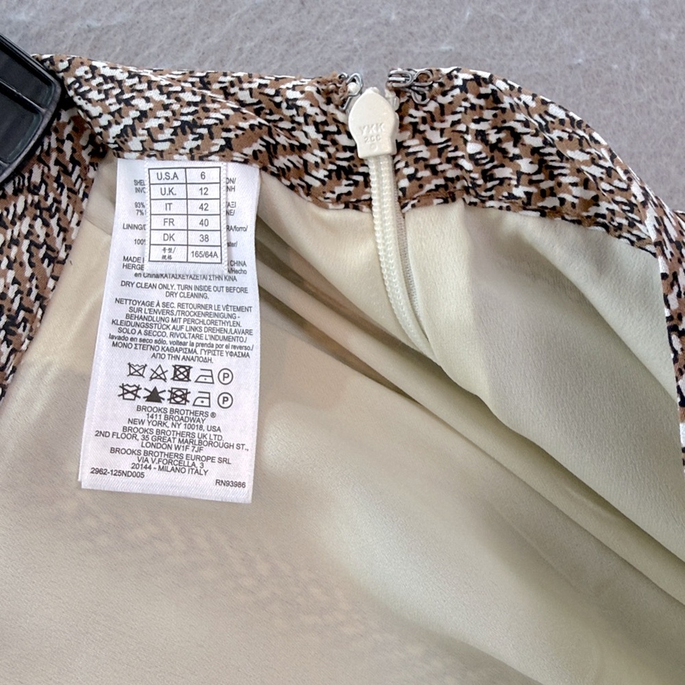 Brooks Brothers- NWOT women’s silk blend pleated midi skirt brown printed size 6 - Picture 6 of 6